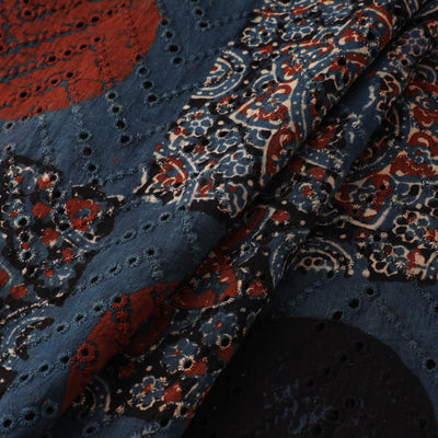 Natural Dyed Ajrakh Hand Block Print Cotton Hakoba Fabric 30