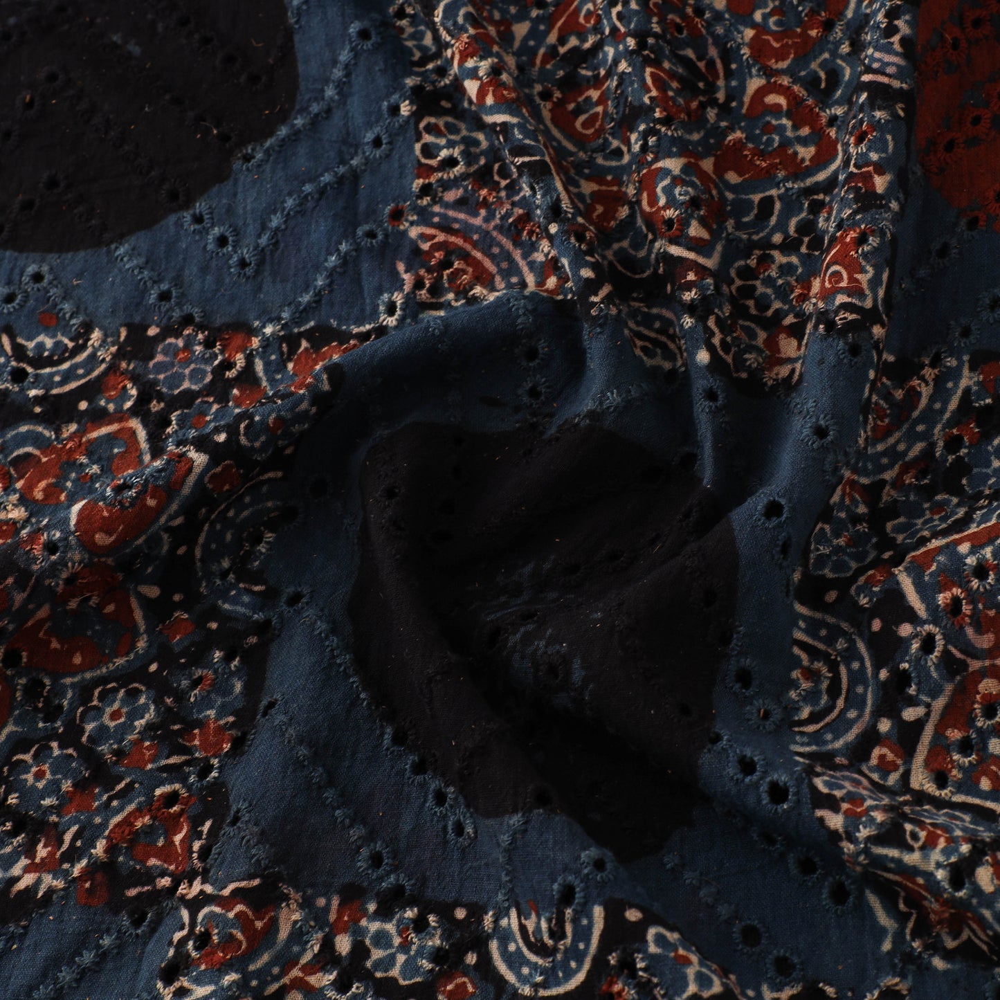 Natural Dyed Ajrakh Hand Block Print Cotton Hakoba Fabric 30