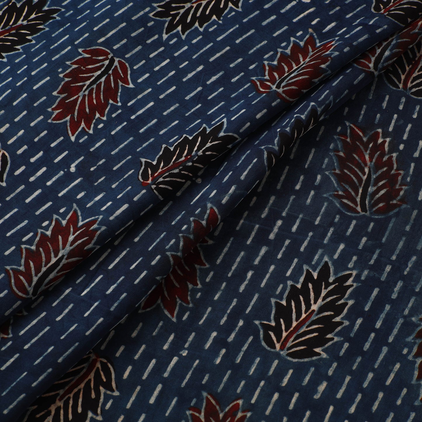 Blue - Ajrakh Hand Block Print Natural Dyed Modal Silk Fabric 21
