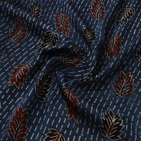 Blue - Ajrakh Hand Block Print Natural Dyed Modal Silk Fabric 21