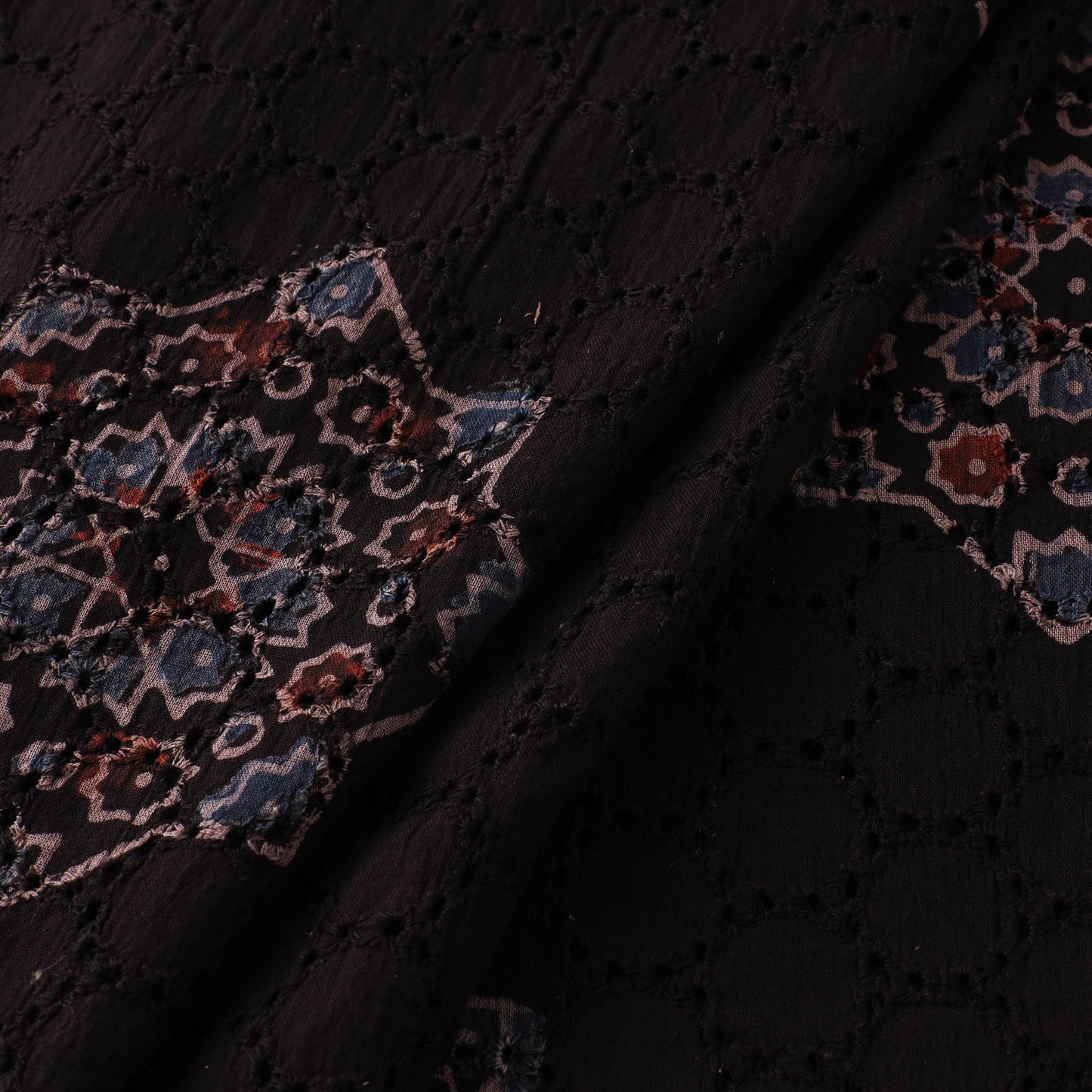 Natural Dyed Ajrakh Hand Block Print Cotton Hakoba Fabric 31