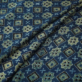 Blue - Ajrakh Hand Block Print Natural Dyed Modal Silk Fabric 23