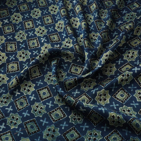 Blue - Ajrakh Hand Block Print Natural Dyed Modal Silk Fabric 23