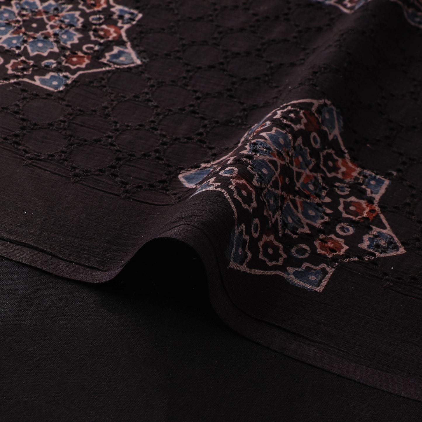 Natural Dyed Ajrakh Hand Block Print Cotton Hakoba Fabric 31
