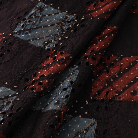 Natural Dyed Ajrakh Hand Block Print Cotton Hakoba Fabric 32