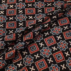 Multicolor - Ajrakh Hand Block Print Natural Dyed Modal Silk Fabric 24