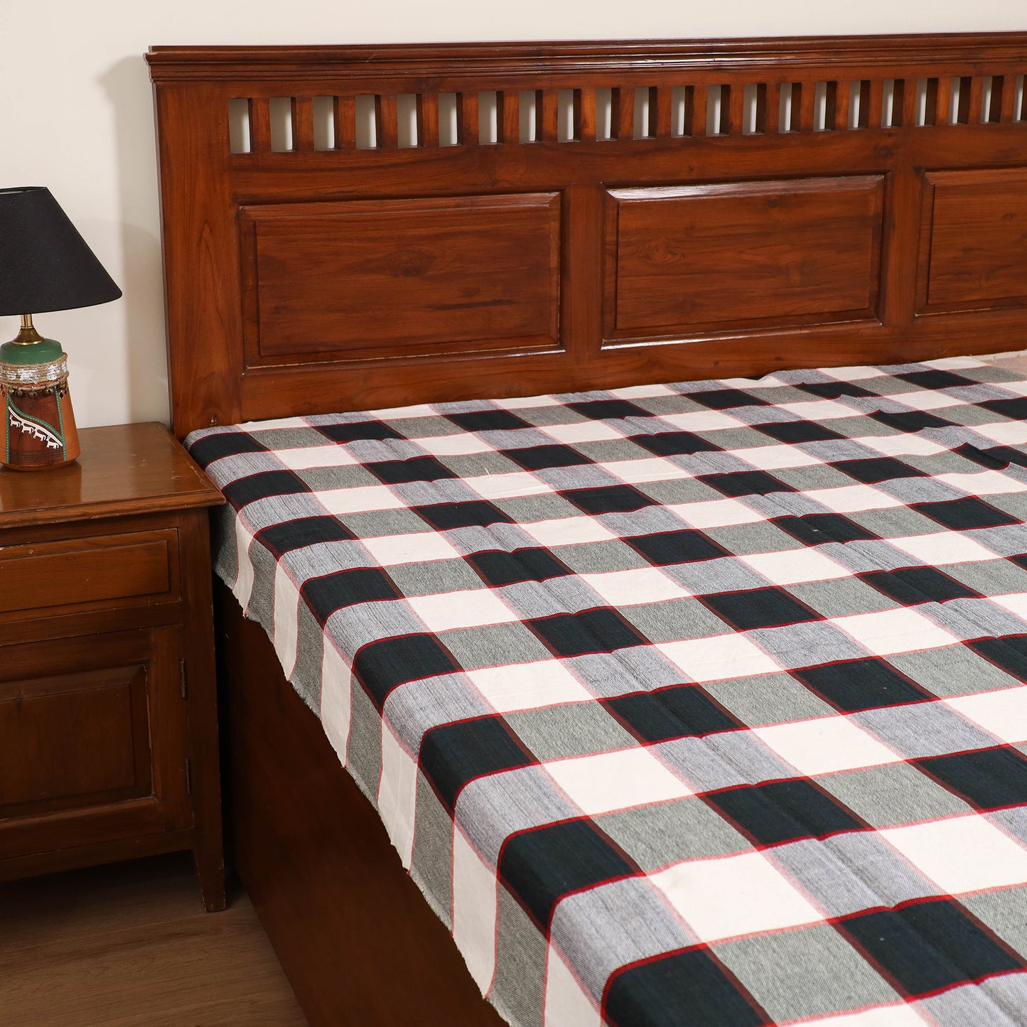 Handloom Cotton Single Bedsheet (90 x 60 in) 205