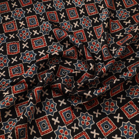 Multicolor - Ajrakh Hand Block Print Natural Dyed Modal Silk Fabric 24