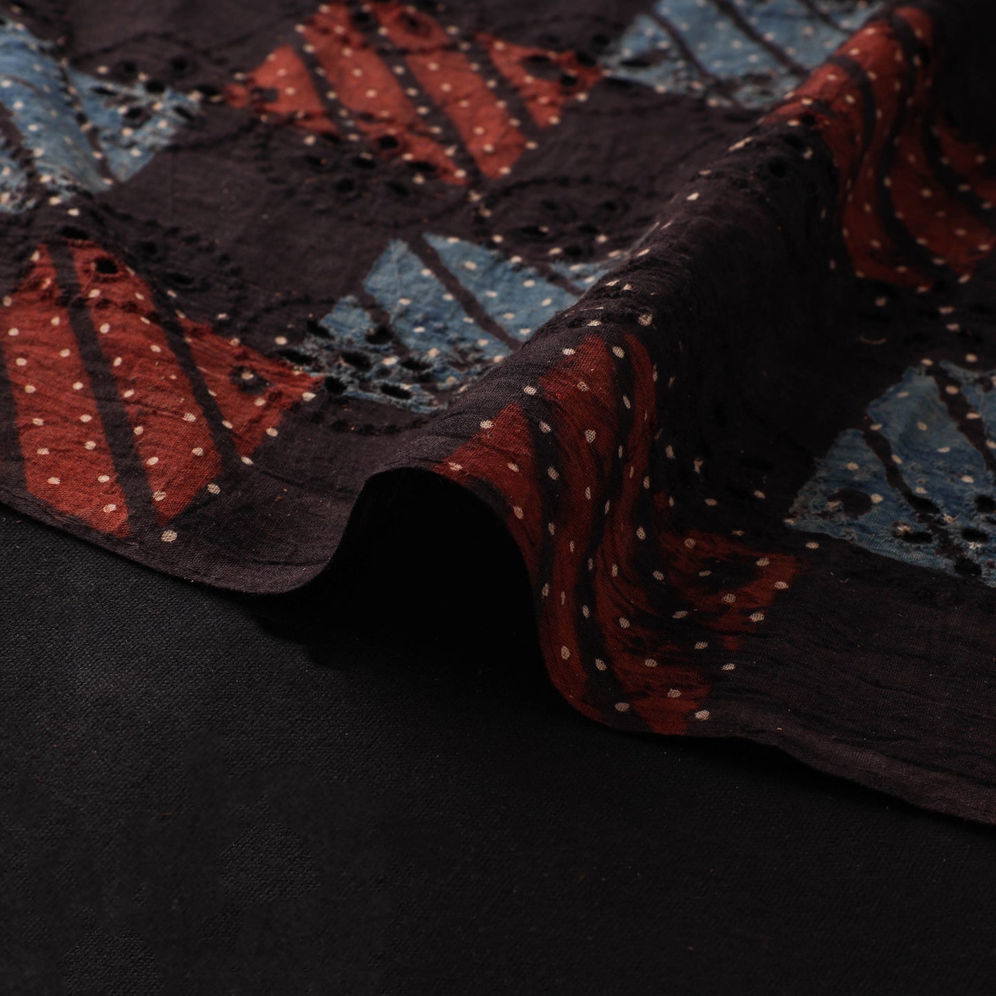 Natural Dyed Ajrakh Hand Block Print Cotton Hakoba Fabric 32