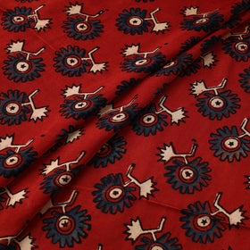 Red - Ajrakh Hand Block Print Natural Dyed Modal Silk Fabric 22