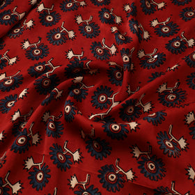 Red - Ajrakh Hand Block Print Natural Dyed Modal Silk Fabric 22