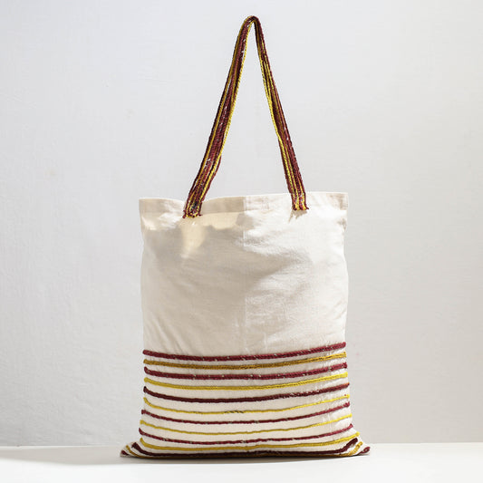 White - Handcrafted Cotton Recycled Cord Shoulder Bag