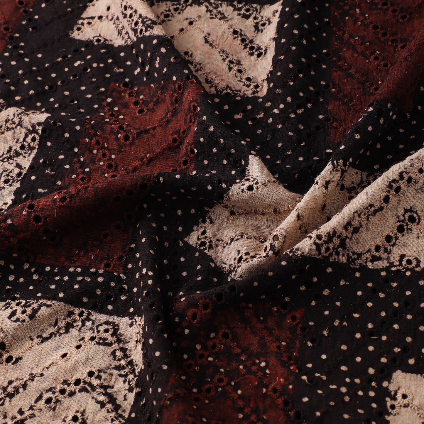 Natural Dyed Ajrakh Hand Block Print Cotton Hakoba Fabric 34