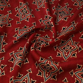 Red - Ajrakh Hand Block Print Natural Dyed Modal Silk Fabric 25