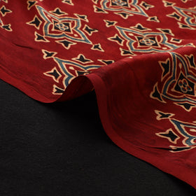 Red - Ajrakh Hand Block Print Natural Dyed Modal Silk Fabric 25