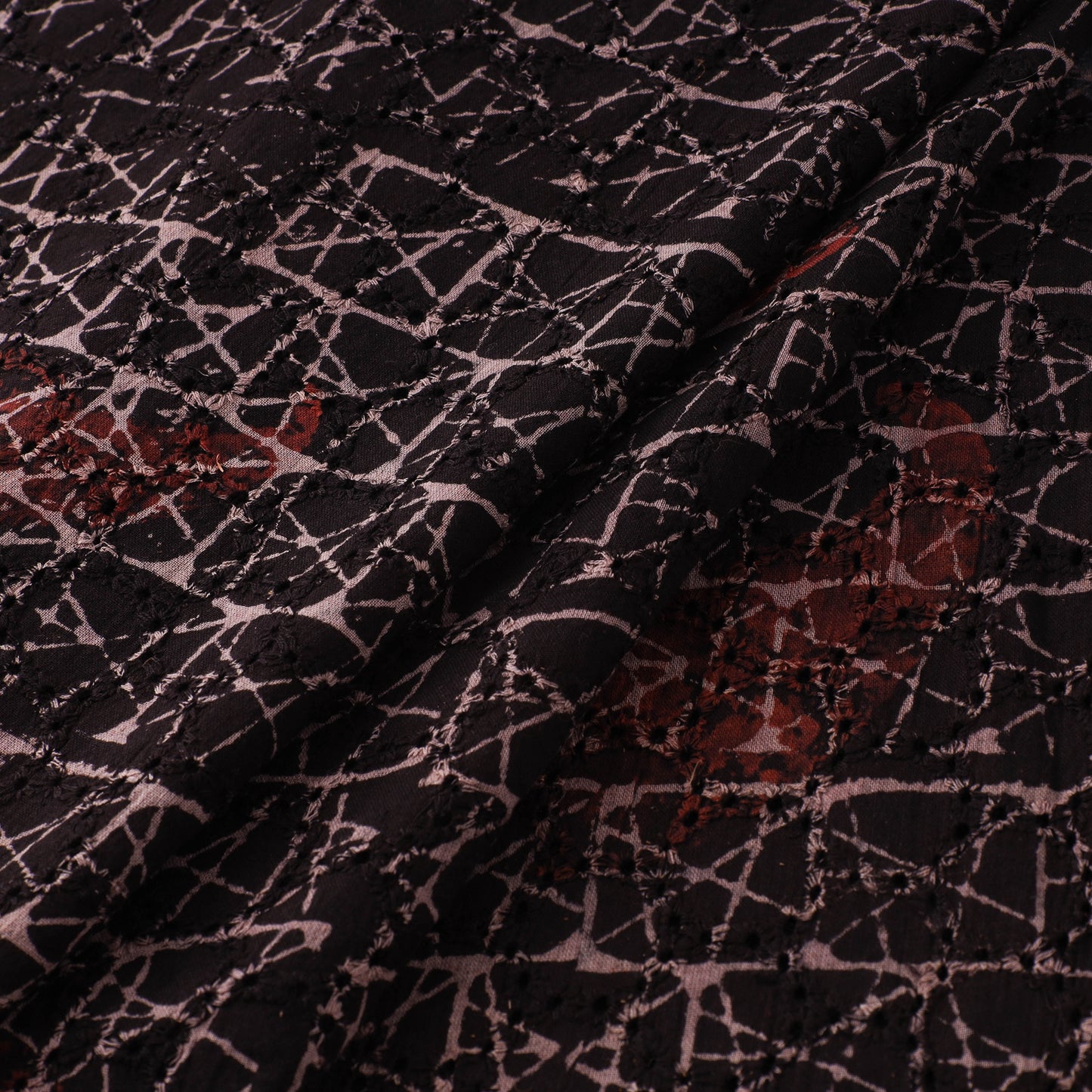 Natural Dyed Ajrakh Hand Block Print Cotton Hakoba Fabric 35