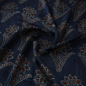 Blue - Ajrakh Hand Block Print Natural Dyed Modal Silk Fabric 26