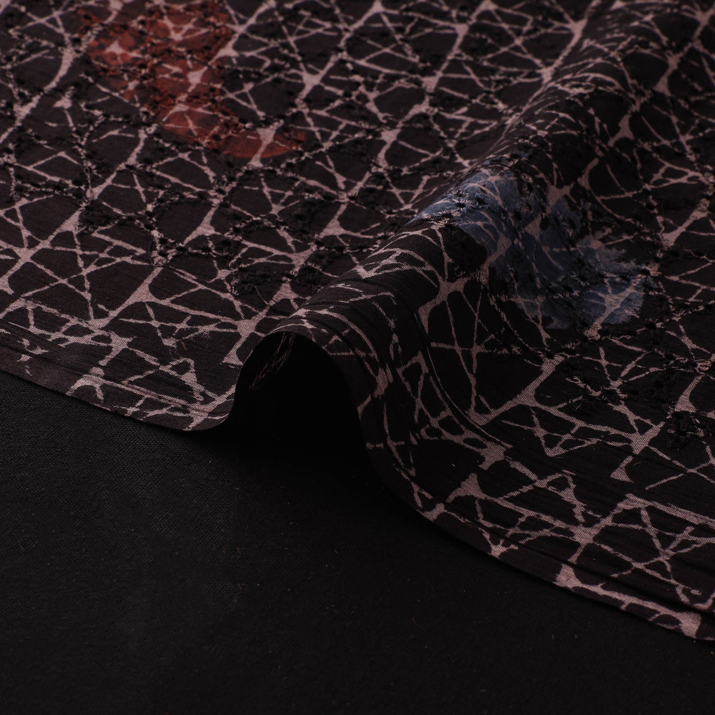 Natural Dyed Ajrakh Hand Block Print Cotton Hakoba Fabric 35