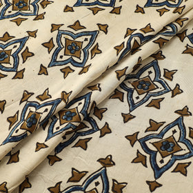 Beige - Ajrakh Hand Block Print Natural Dyed Modal Silk Fabric 27