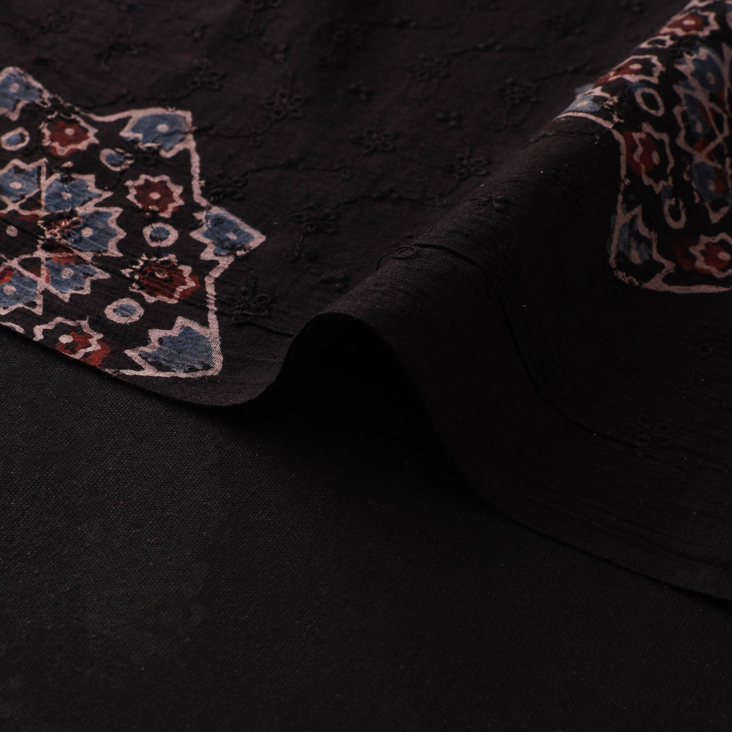 Natural Dyed Ajrakh Hand Block Print Cotton Hakoba Fabric 36