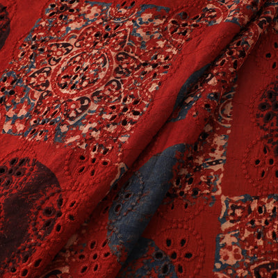 Natural Dyed Ajrakh Hand Block Print Cotton Hakoba Fabric 37