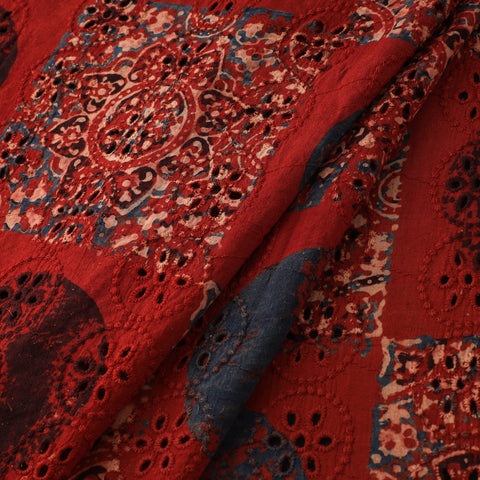 Natural Dyed Ajrakh Hand Block Print Cotton Hakoba Fabric 37