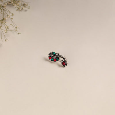 Multicolor - oxidised german silver stone work nosepin 01