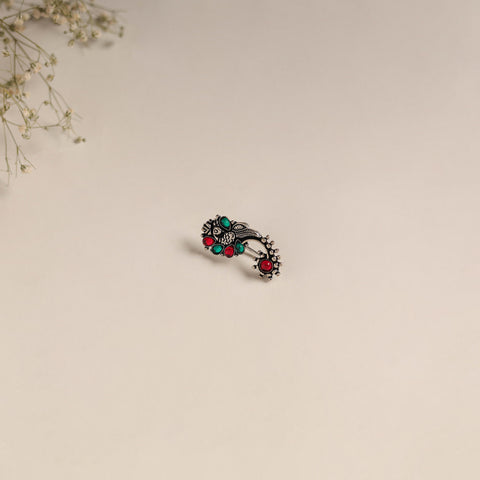 Multicolor - oxidised german silver stone work nosepin 01