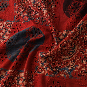 Natural Dyed Ajrakh Hand Block Print Cotton Hakoba Fabric 37