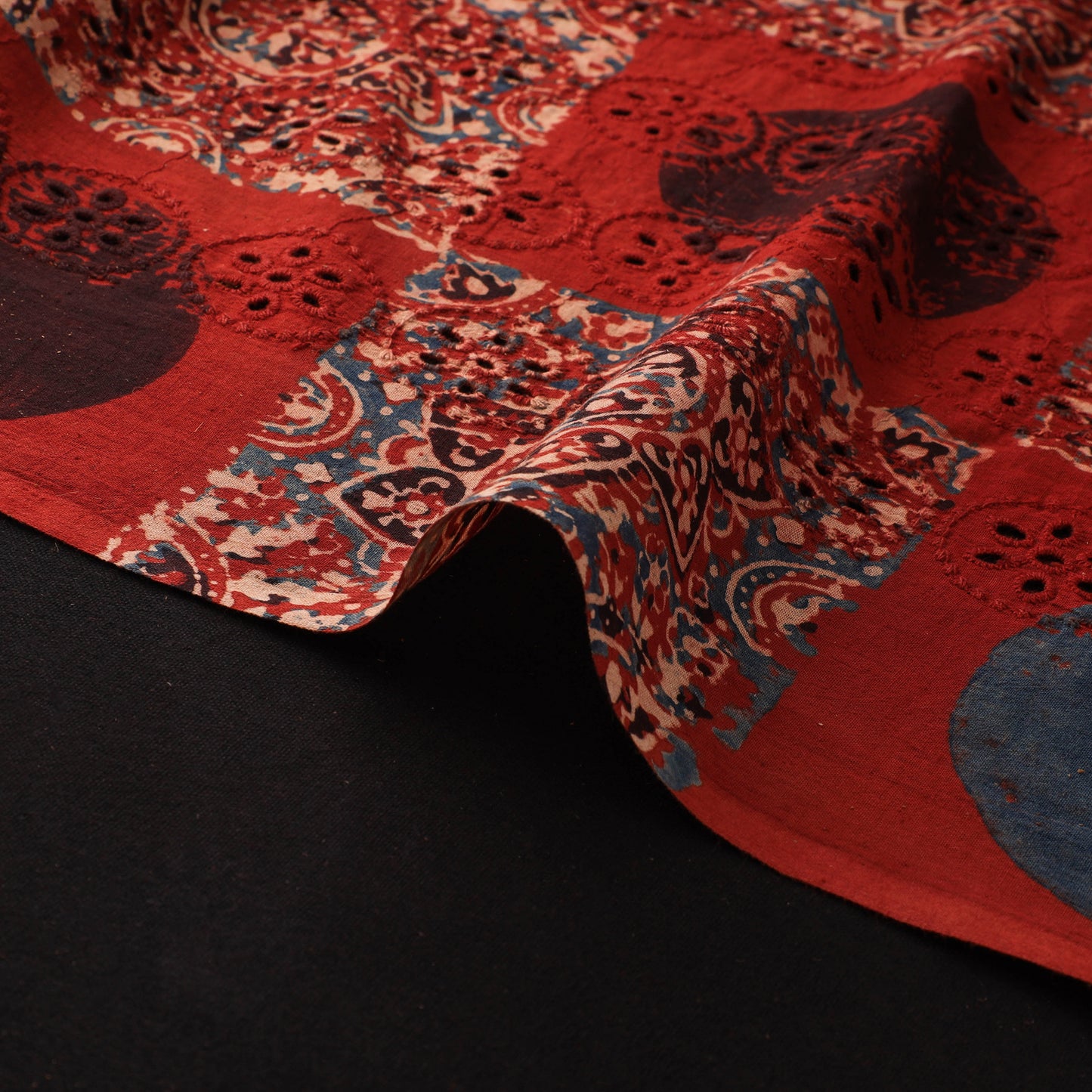 Natural Dyed Ajrakh Hand Block Print Cotton Hakoba Fabric 37