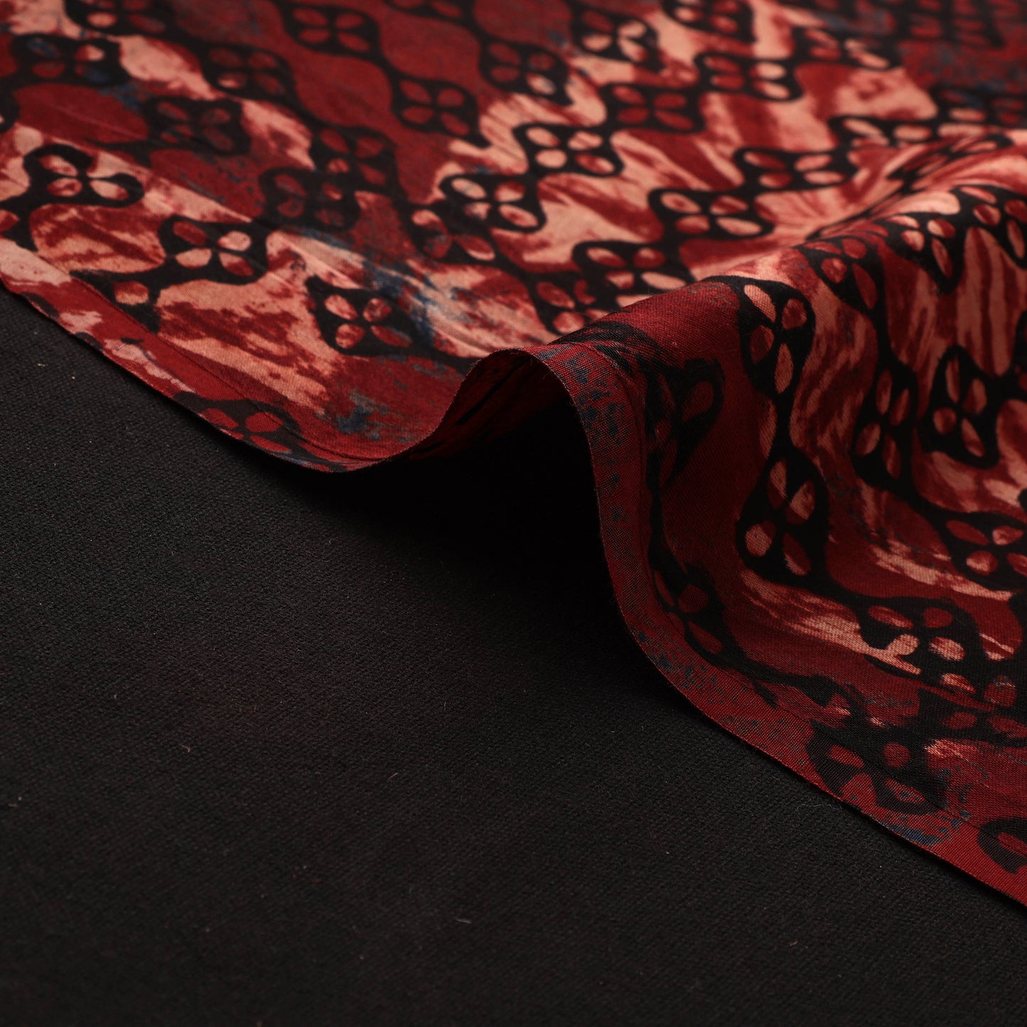 Red - Ajrakh Hand Block Print Natural Dyed Modal Silk Fabric 28
