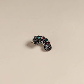 Multicolor - oxidised german silver stone work nosepin 03