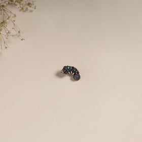 Multicolor - oxidised german silver stone work nosepin 03