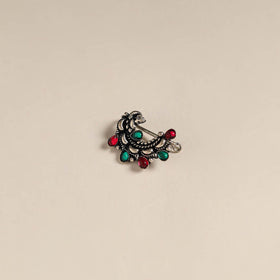 Multicolor - oxidised german silver stone work nosepin 04