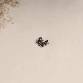 Multicolor - oxidised german silver stone work nosepin 04