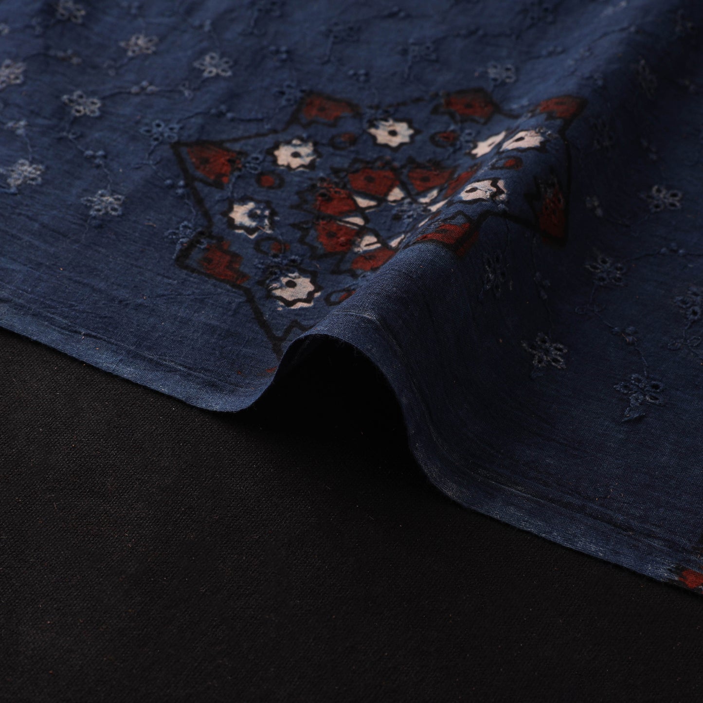 Natural Dyed Ajrakh Hand Block Print Cotton Hakoba Fabric 38