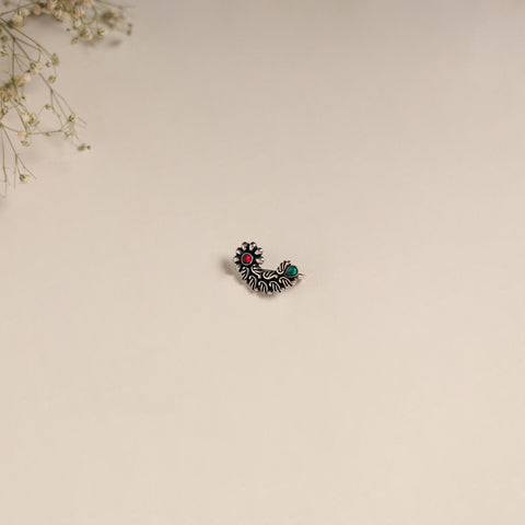 Multicolor - oxidised german silver stone work nosepin 05