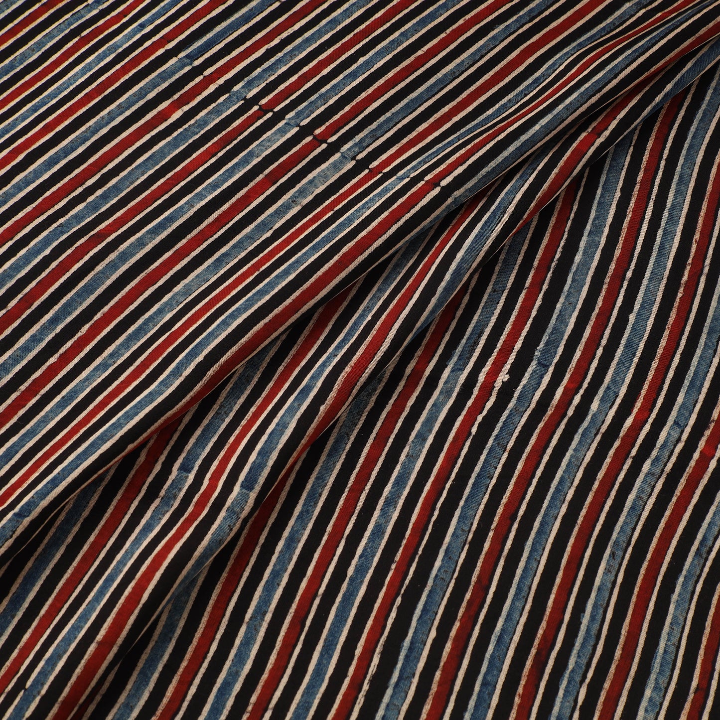 Multicolor - Ajrakh Hand Block Print Natural Dyed Modal Silk Fabric 30