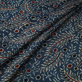Blue - Ajrakh Hand Block Print Natural Dyed Modal Silk Fabric 31