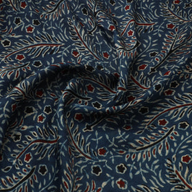 Blue - Ajrakh Hand Block Print Natural Dyed Modal Silk Fabric 31