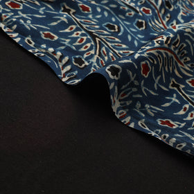 Blue - Ajrakh Hand Block Print Natural Dyed Modal Silk Fabric 31