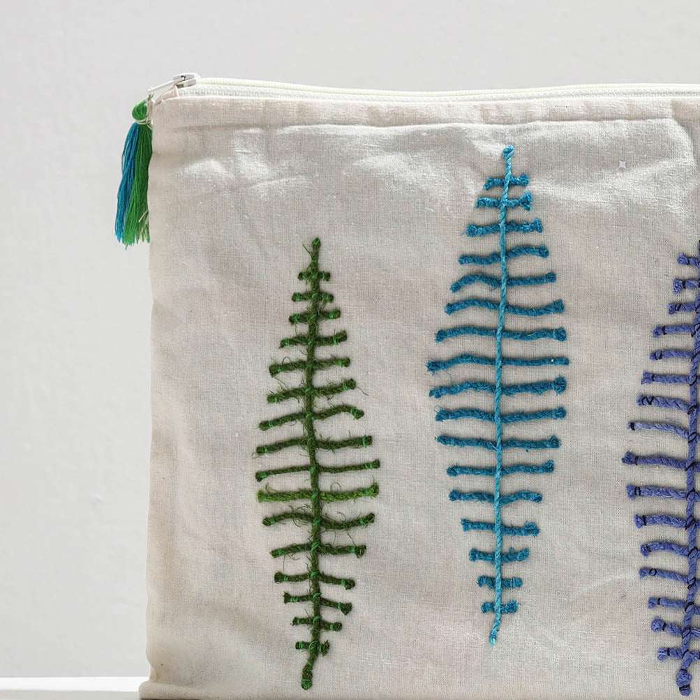 Handcrafted Cotton Recycled Leaf Design Tablet Pouch (10 x 12 in)