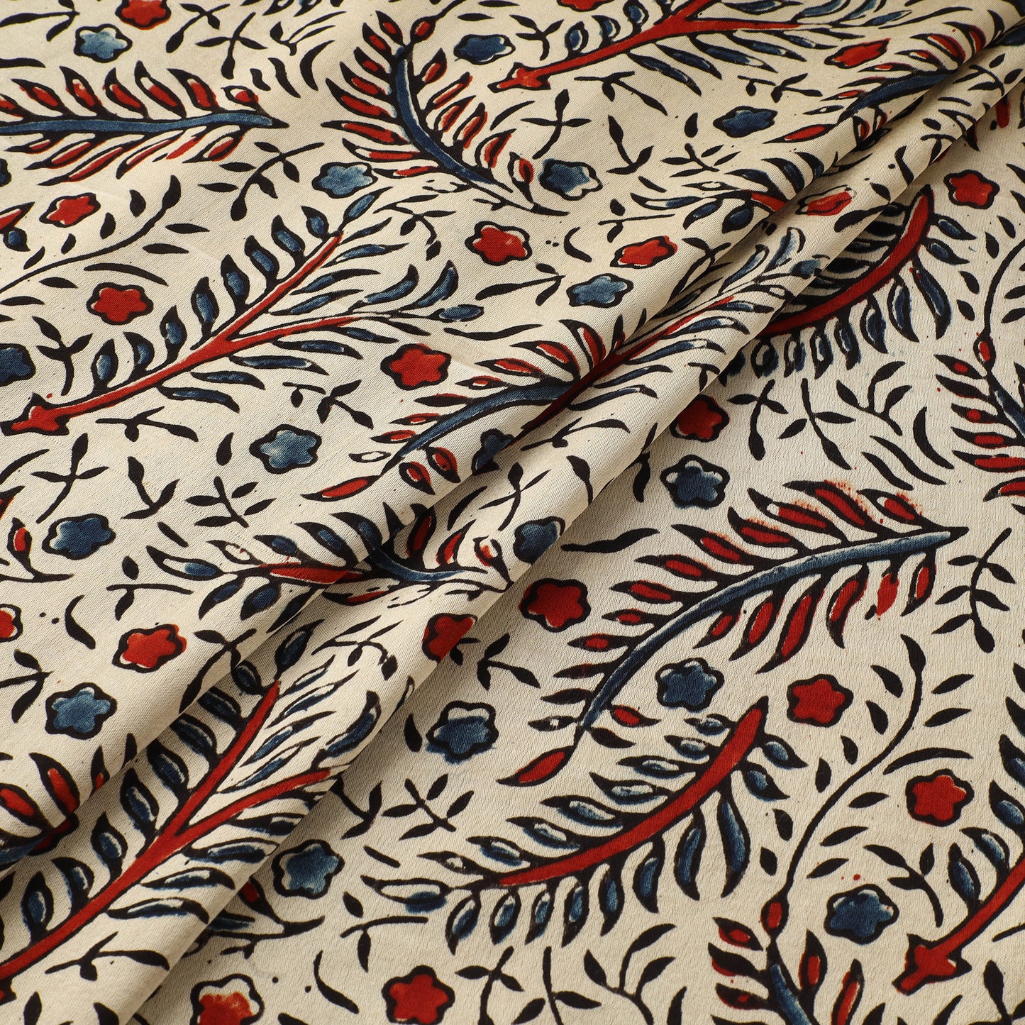 Beige - Ajrakh Hand Block Print Natural Dyed Modal Silk Fabric 32