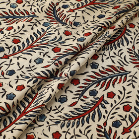 Beige - Ajrakh Hand Block Print Natural Dyed Modal Silk Fabric 32