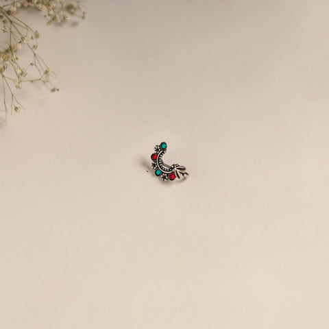 Multicolor - oxidised german silver stone work nosepin 12