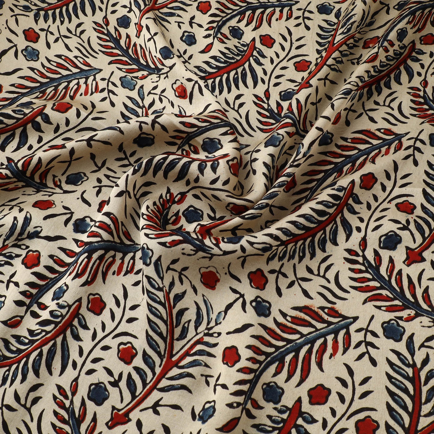 Beige - Ajrakh Hand Block Print Natural Dyed Modal Silk Fabric 32