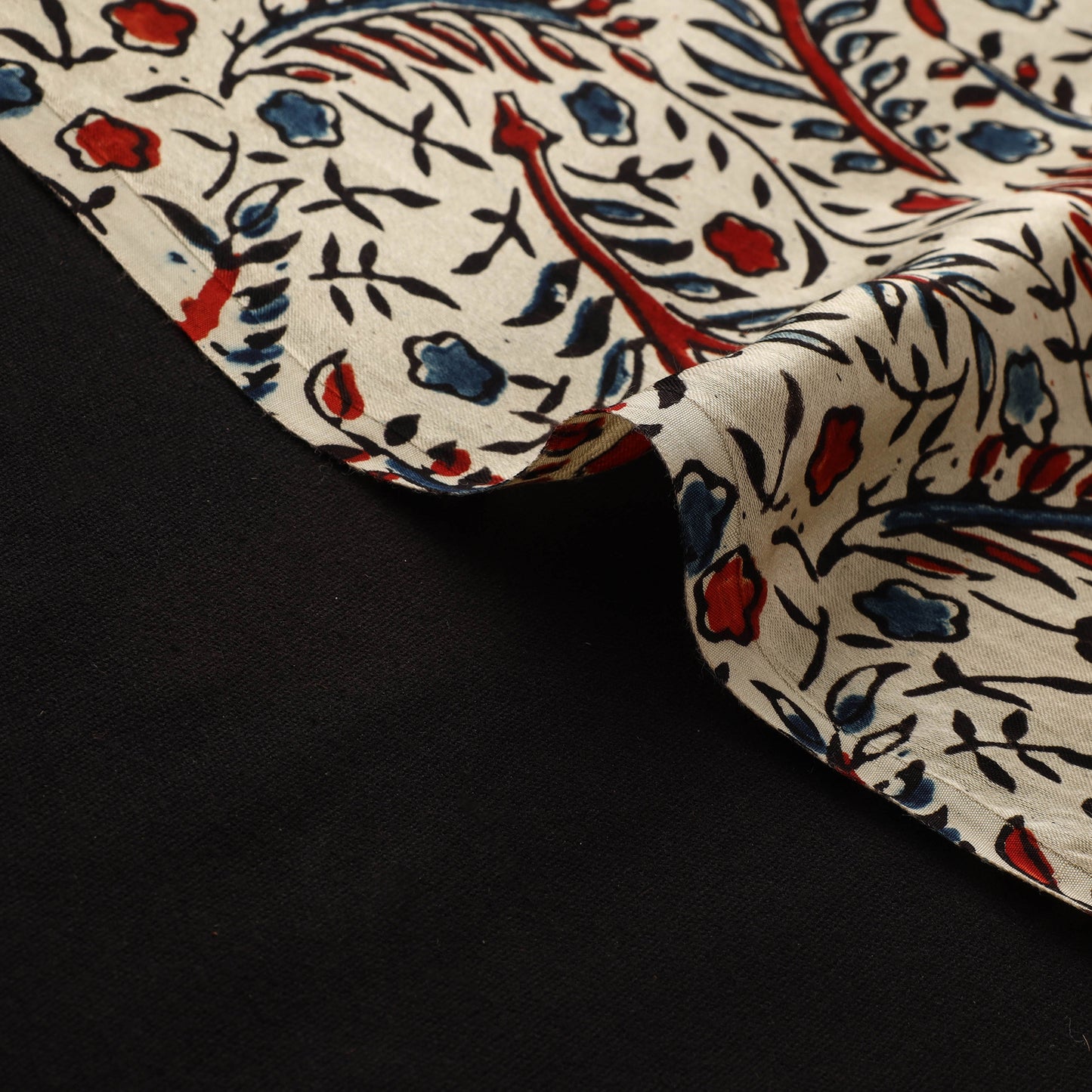 Beige - Ajrakh Hand Block Print Natural Dyed Modal Silk Fabric 32