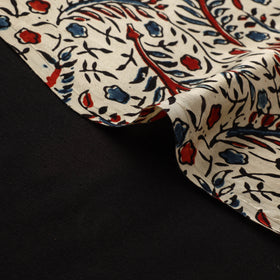 Beige - Ajrakh Hand Block Print Natural Dyed Modal Silk Fabric 32