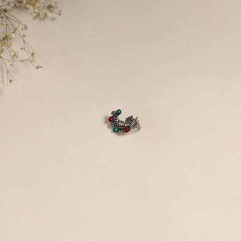 Multicolor - oxidised german silver stone work nosepin 15
