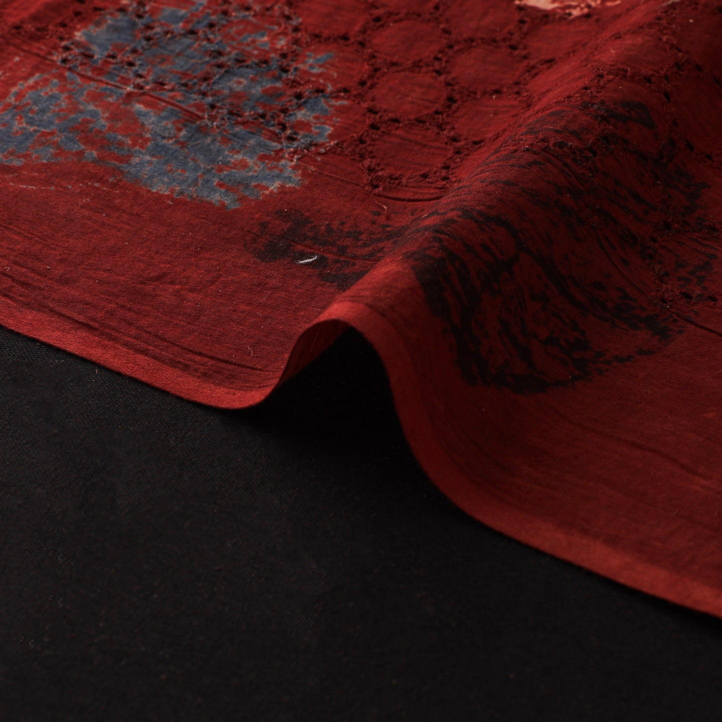 Natural Dyed Ajrakh Hand Block Print Cotton Hakoba Fabric 42
